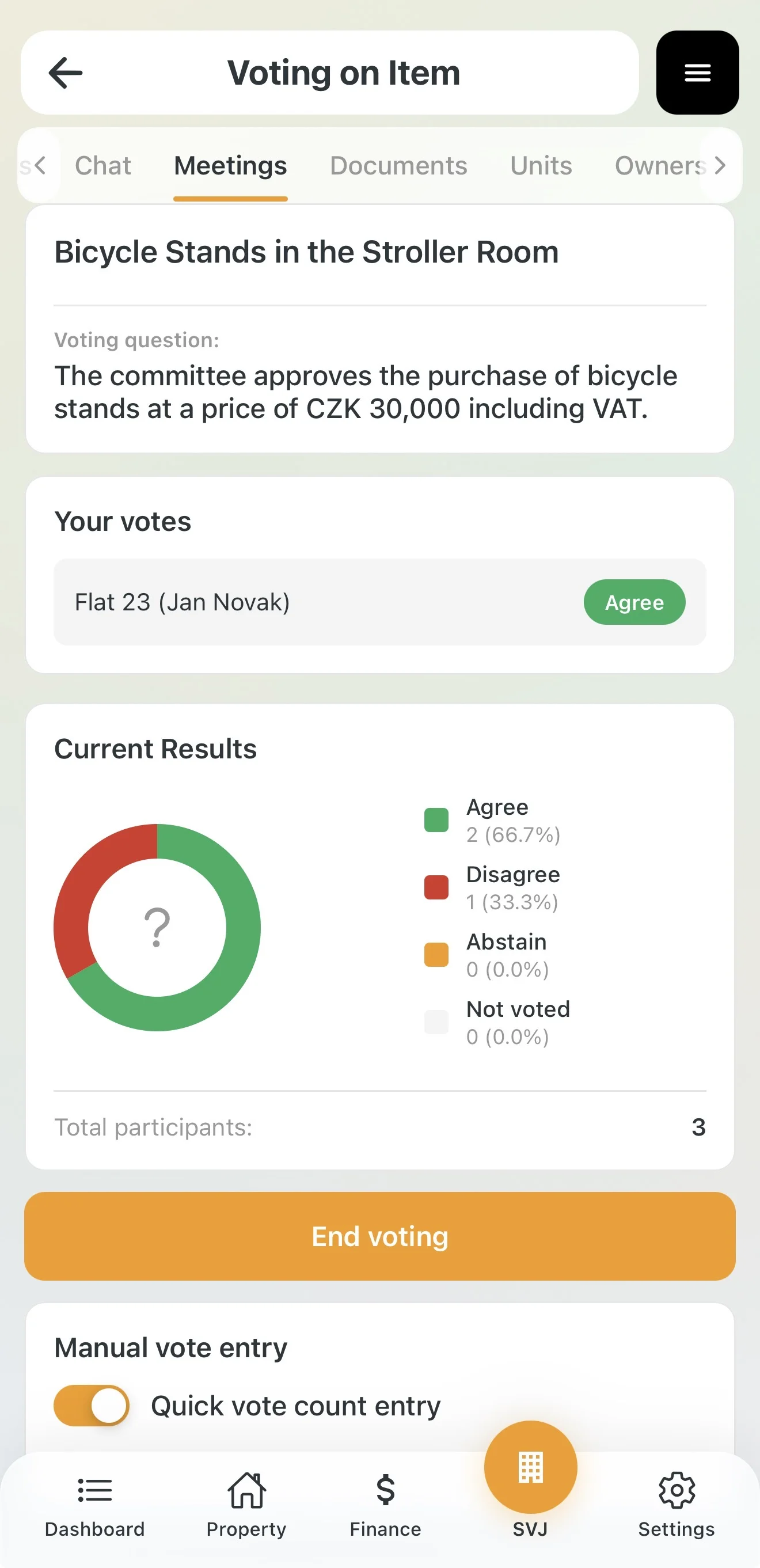Close voting on an agenda item