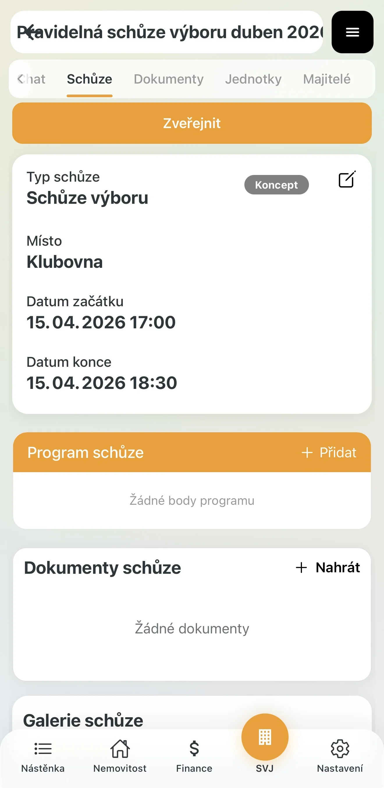 Přidání bodu do programu schůze výboru
