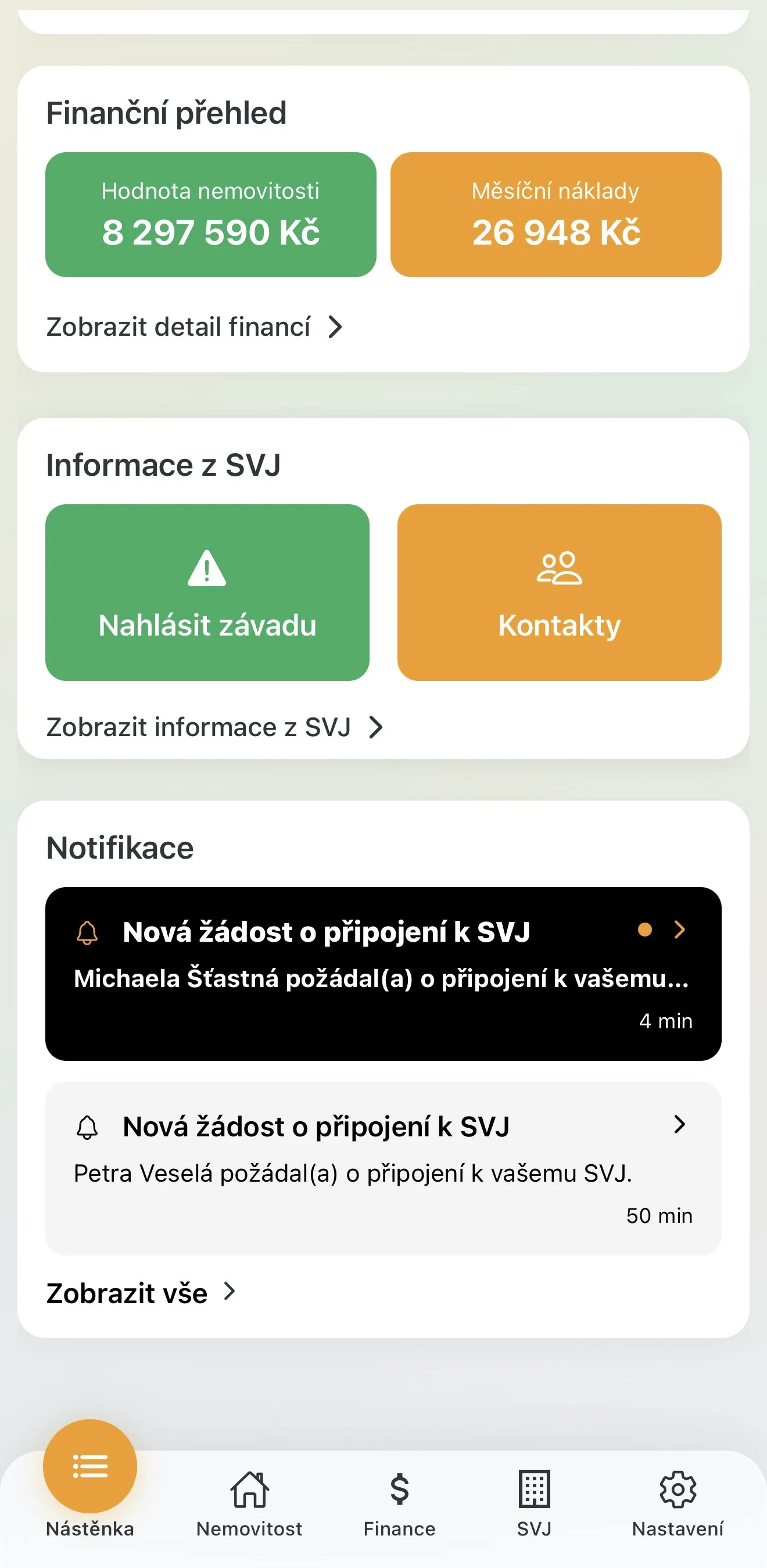 Notifikace o nové žádosti