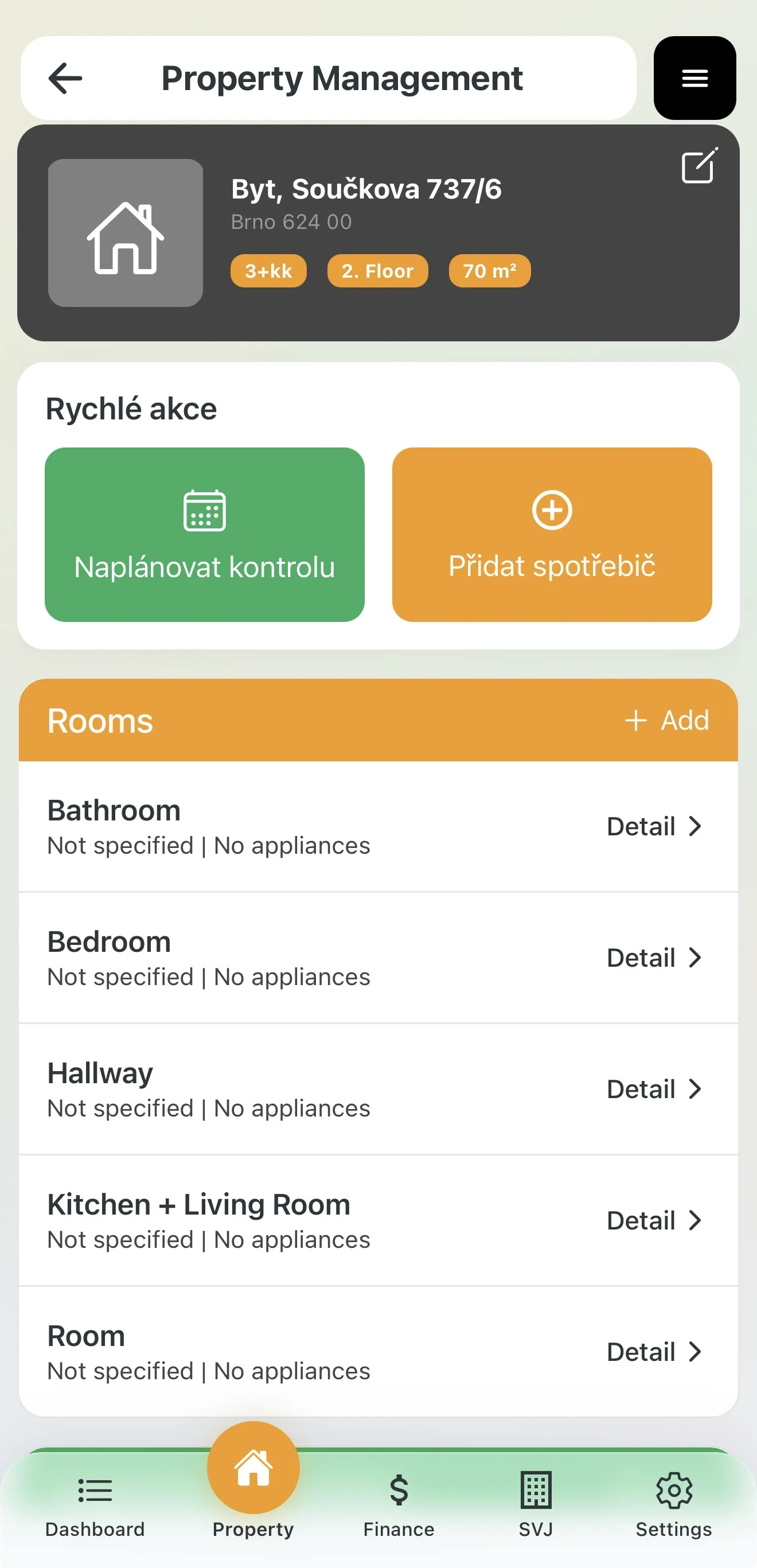 Property detail — management overview