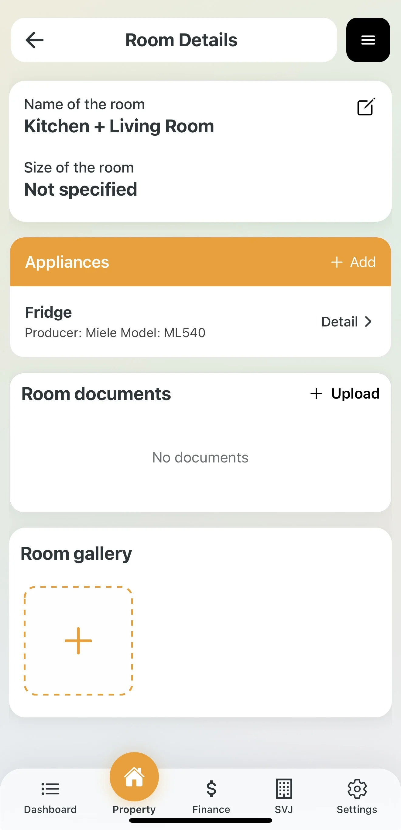 Room detail with appliances and documents