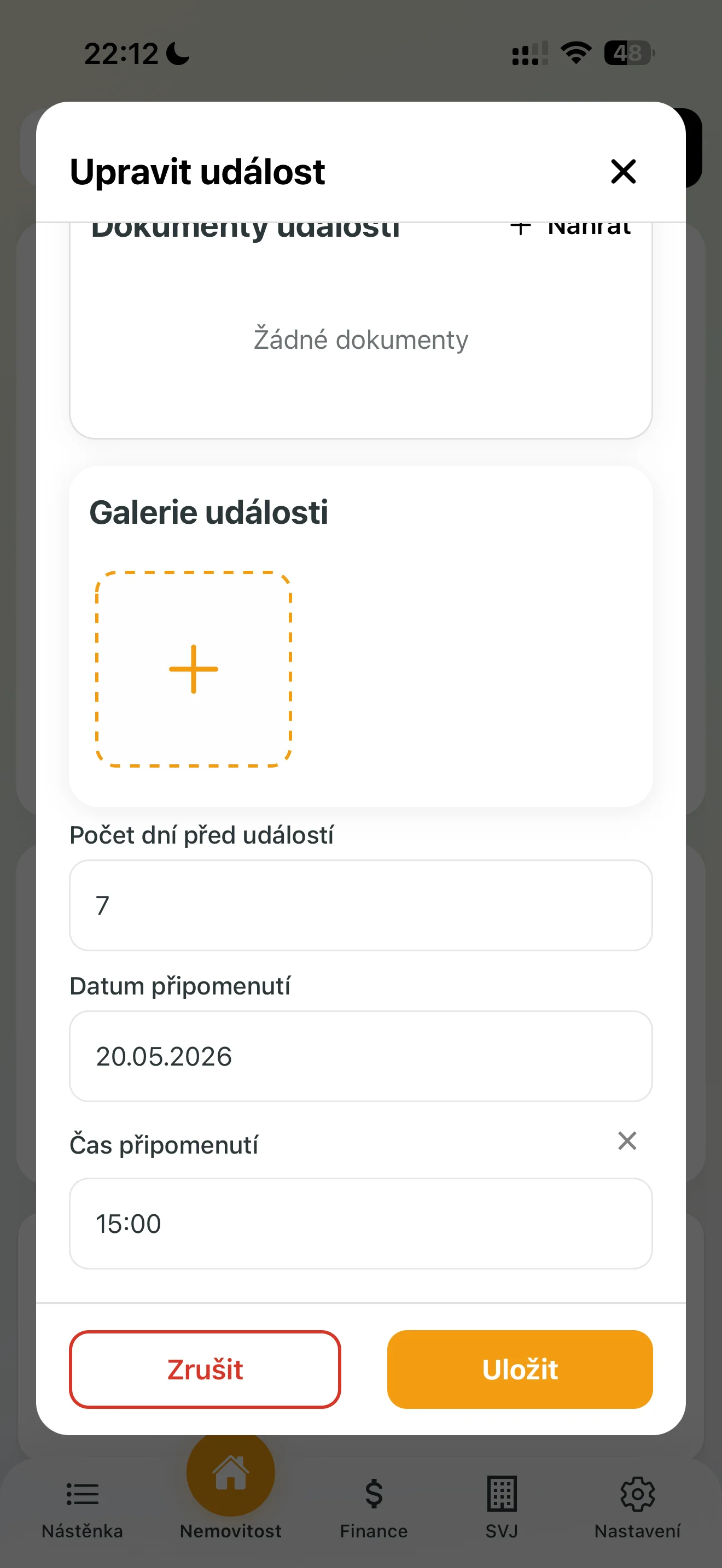 Nastavení připomenutí před termínem revize