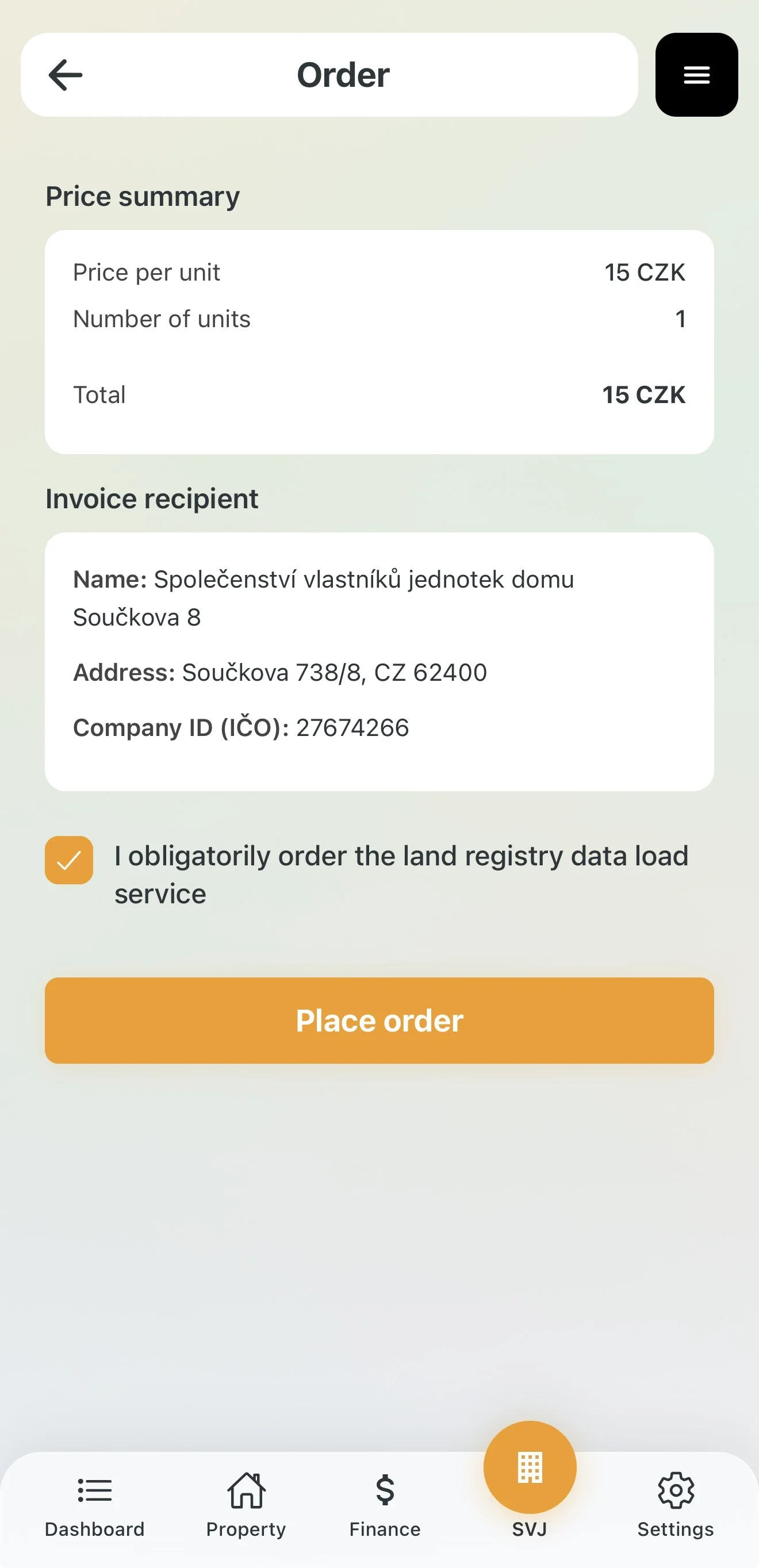 Loading owner from the Real Estate Registry