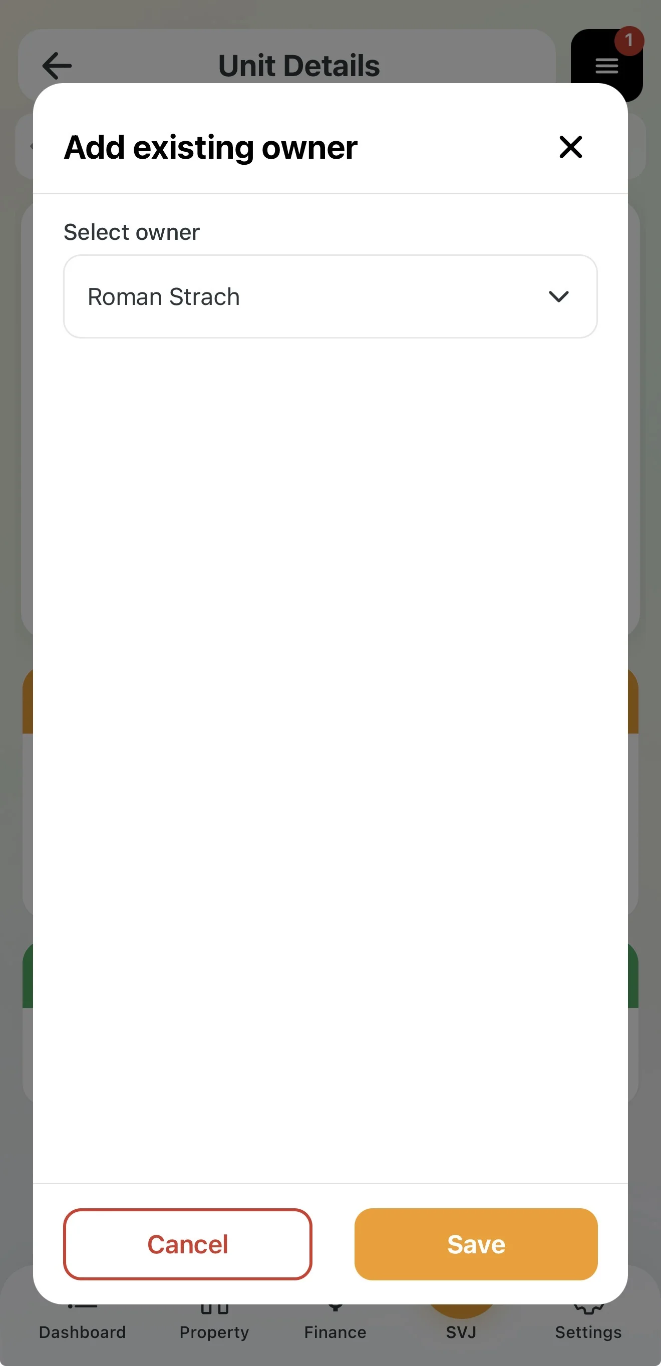 Selected existing owner before saving