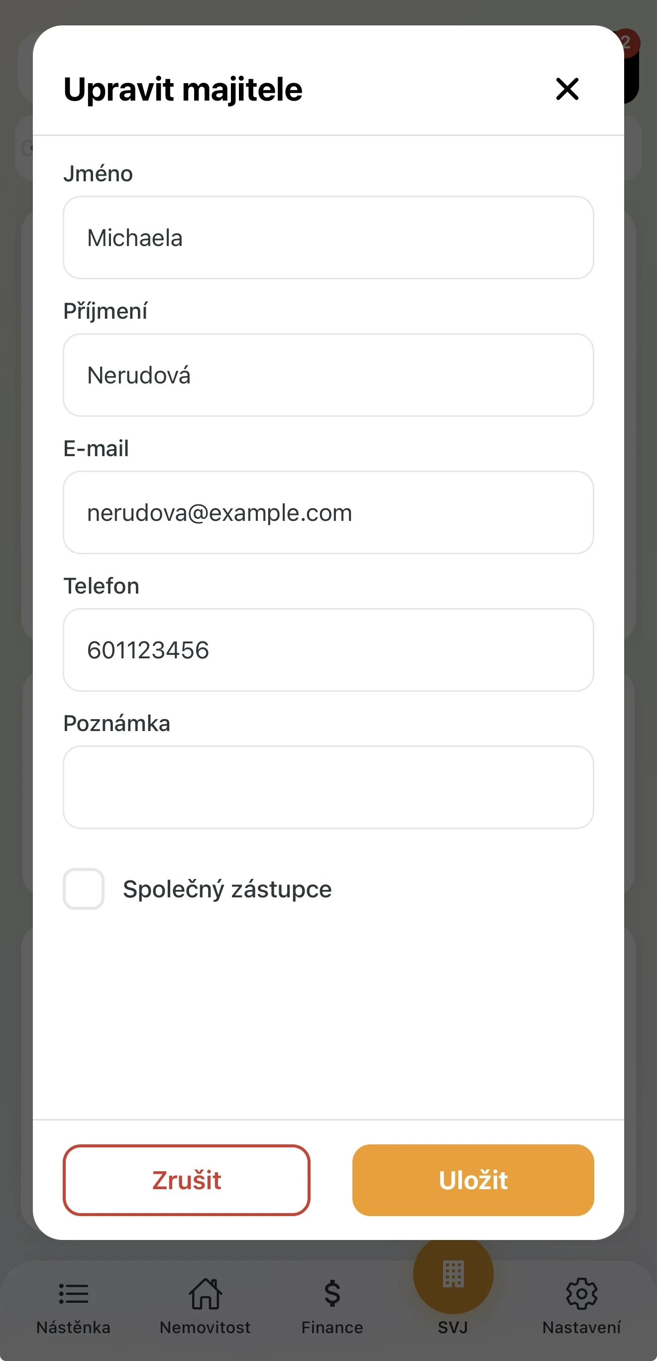 Nastavení společného zástupce jednotky
