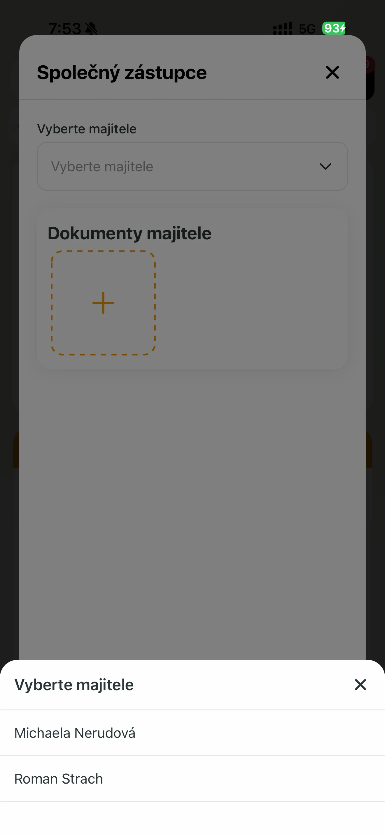 Společný zástupce označen u jednotky