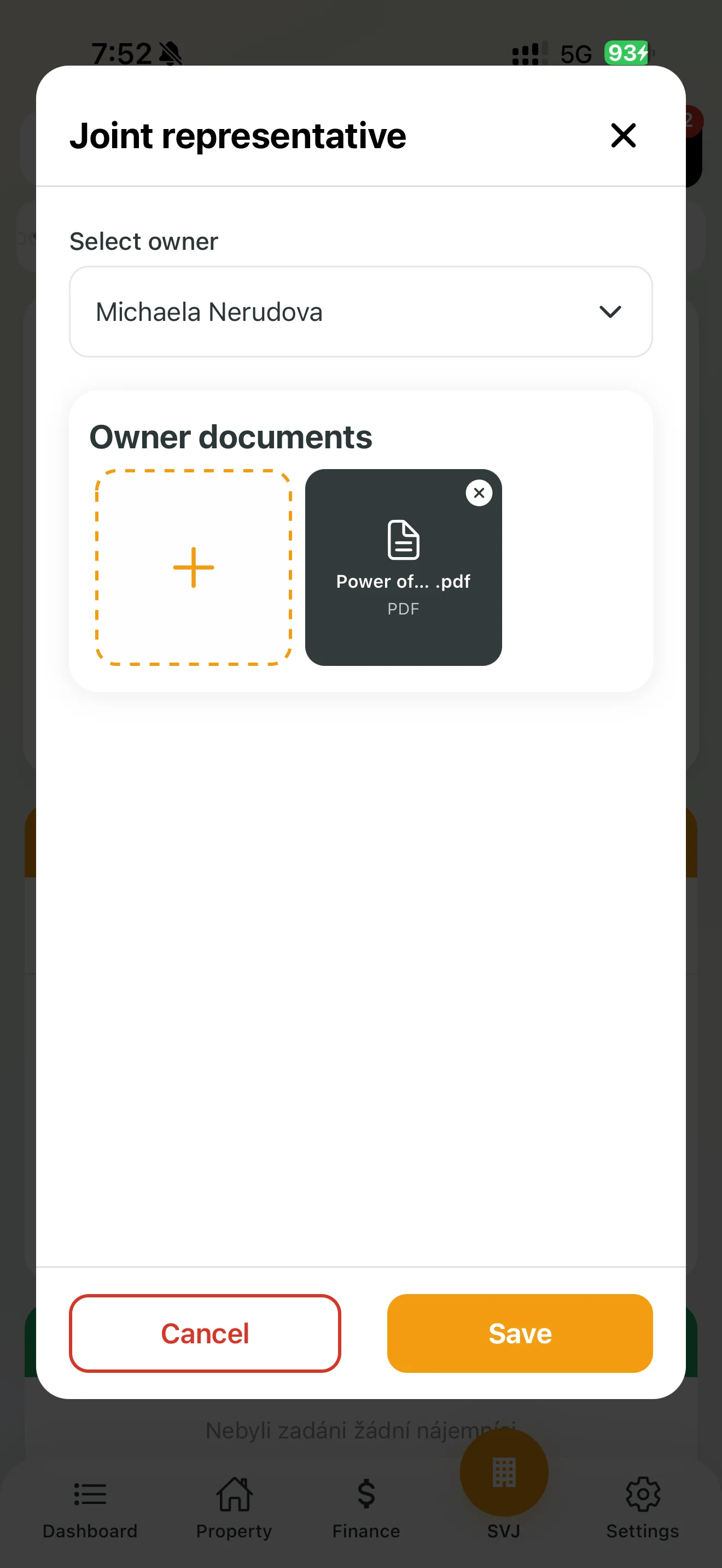 Uploading power of attorney for the shared representative