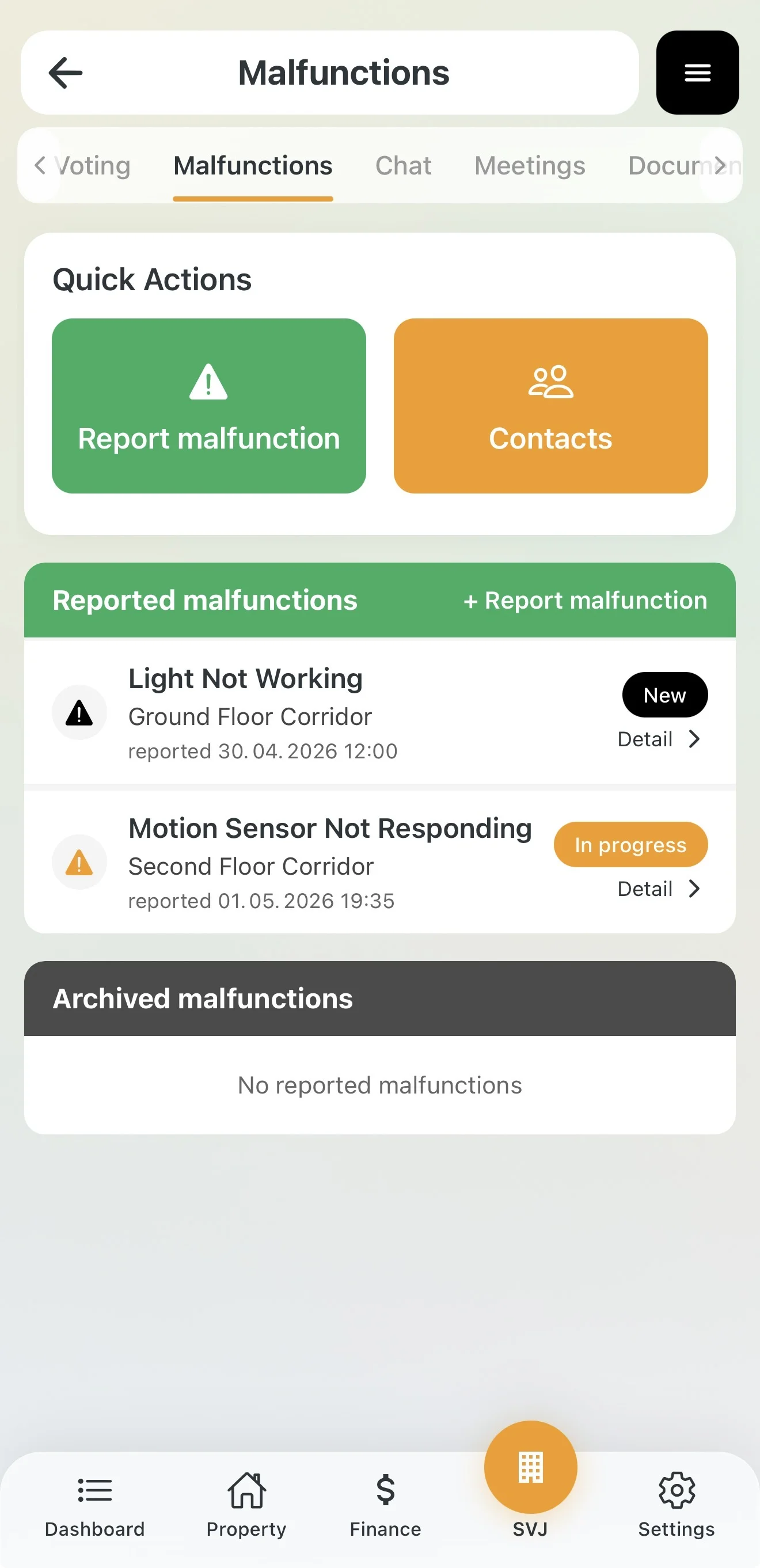 Issue overview showing current statuses