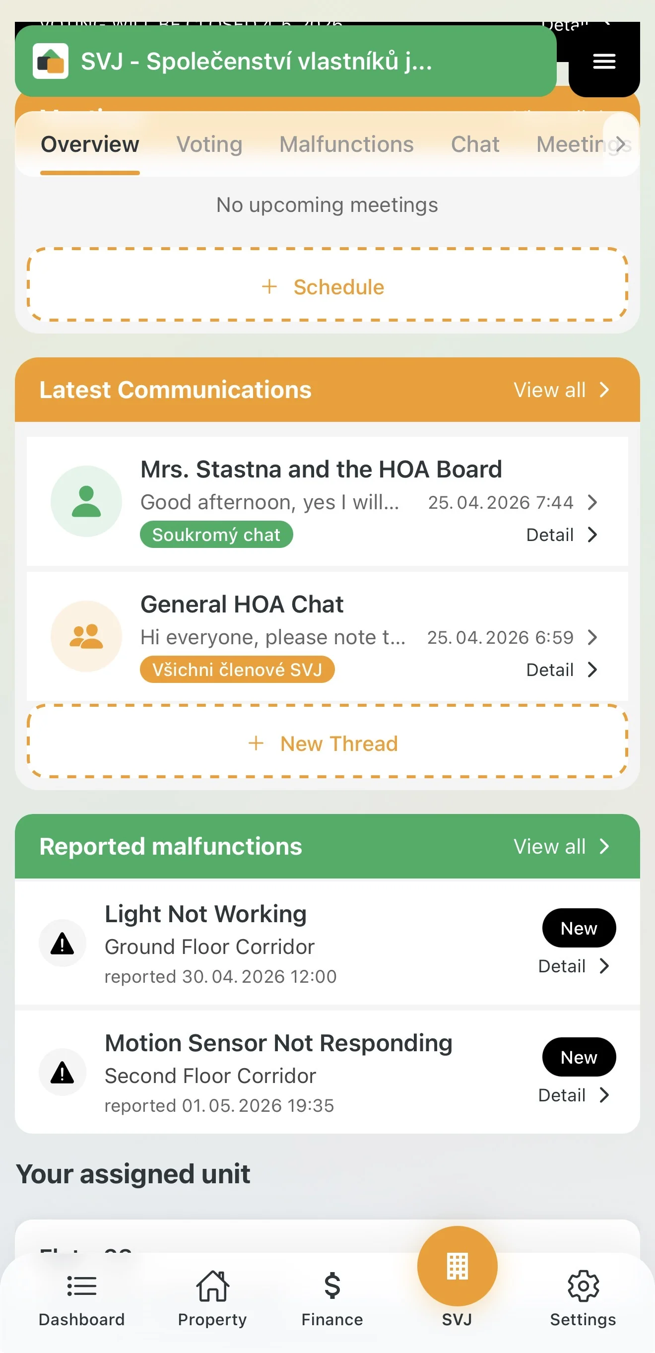 Overview of reported issues in the HOA module