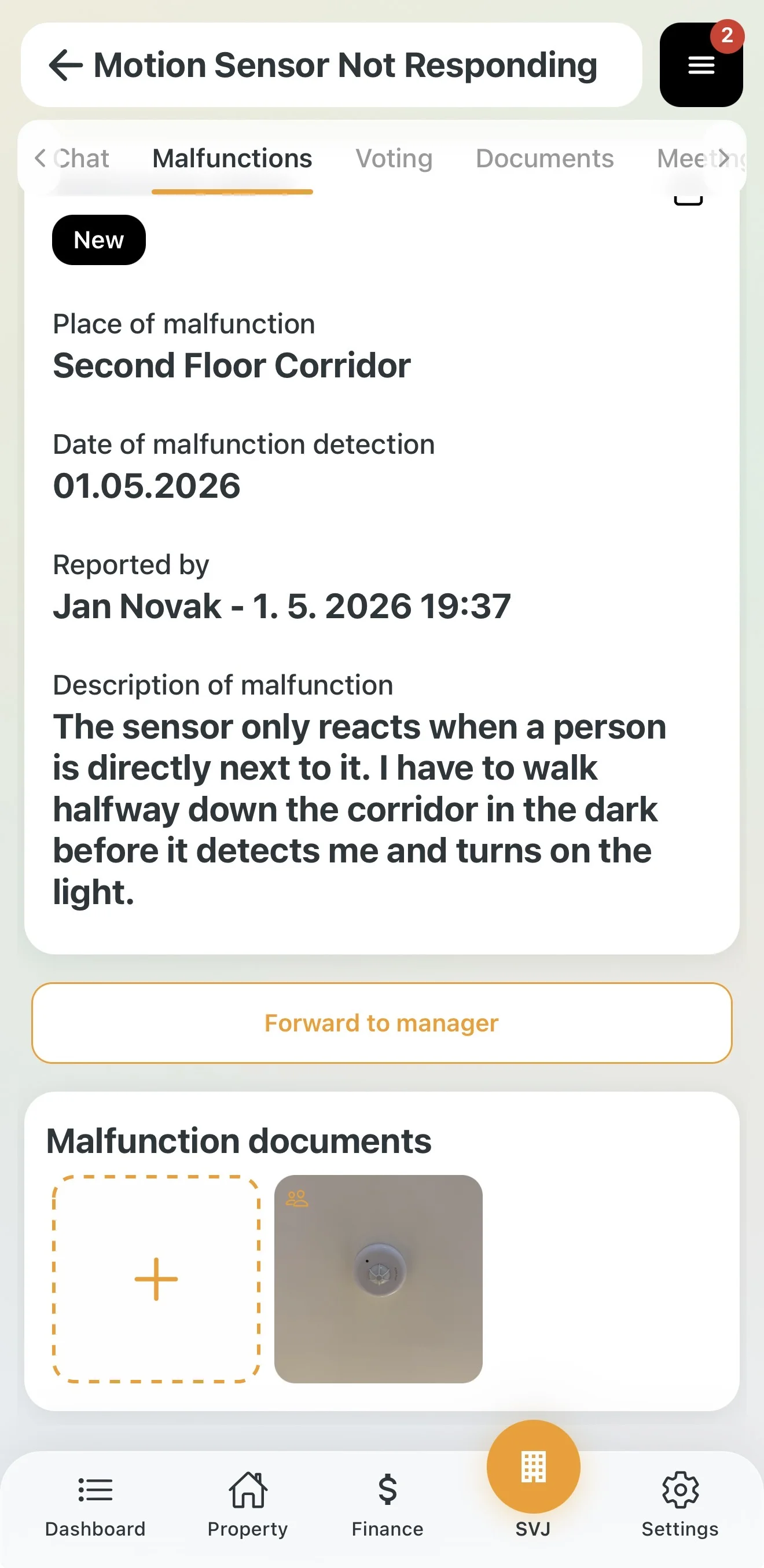 Issue detail with the Forward to manager button