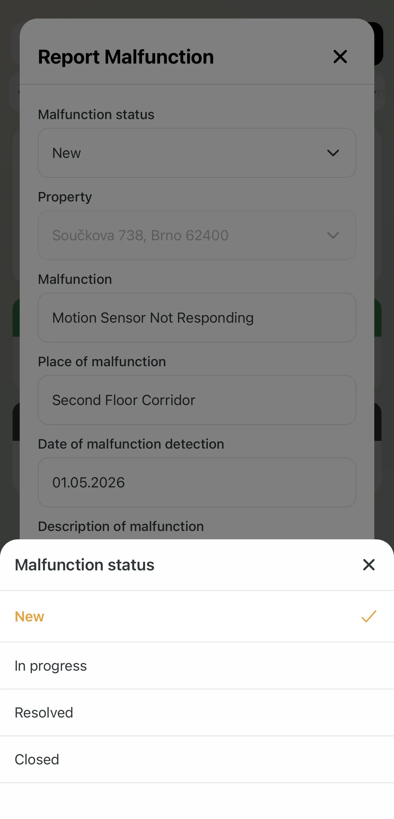 Selecting issue status
